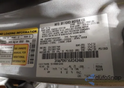 2016 Ford Fusion Se from USA, damaged, VIN 3FA6P0H75GR343460